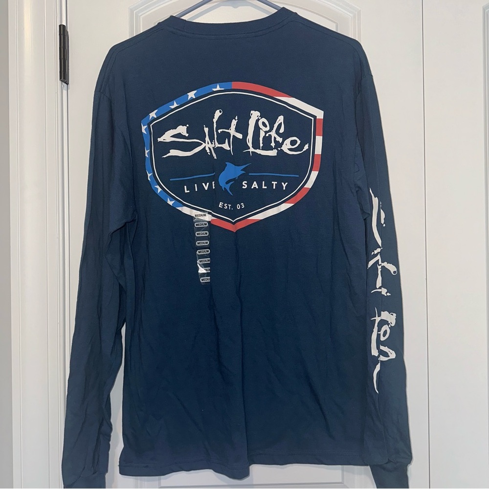 Salt life Long Sleeve with American flag